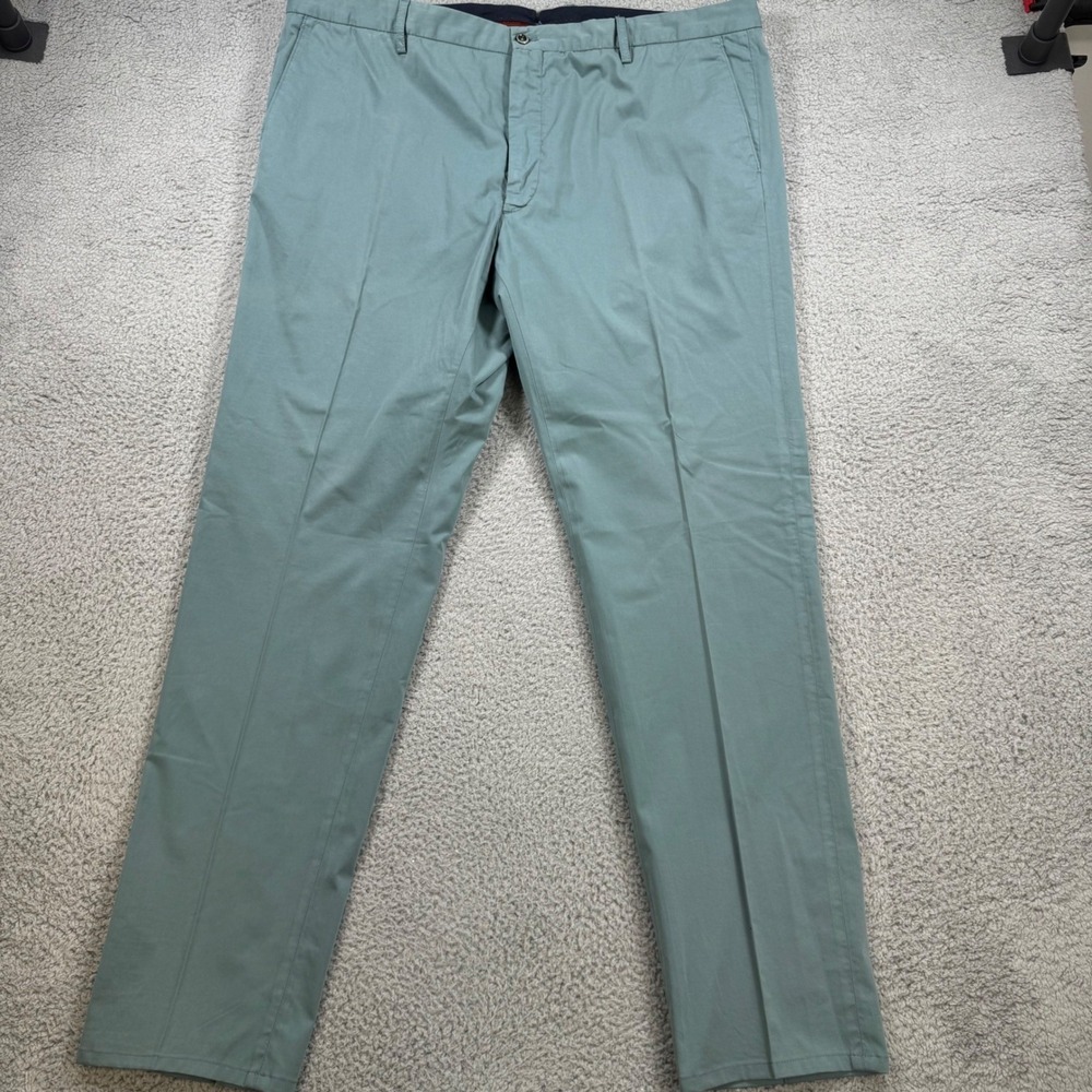 Zanella Noah Mens Chino‎ Pants Size 42x33 Blue Flat Front Stretch